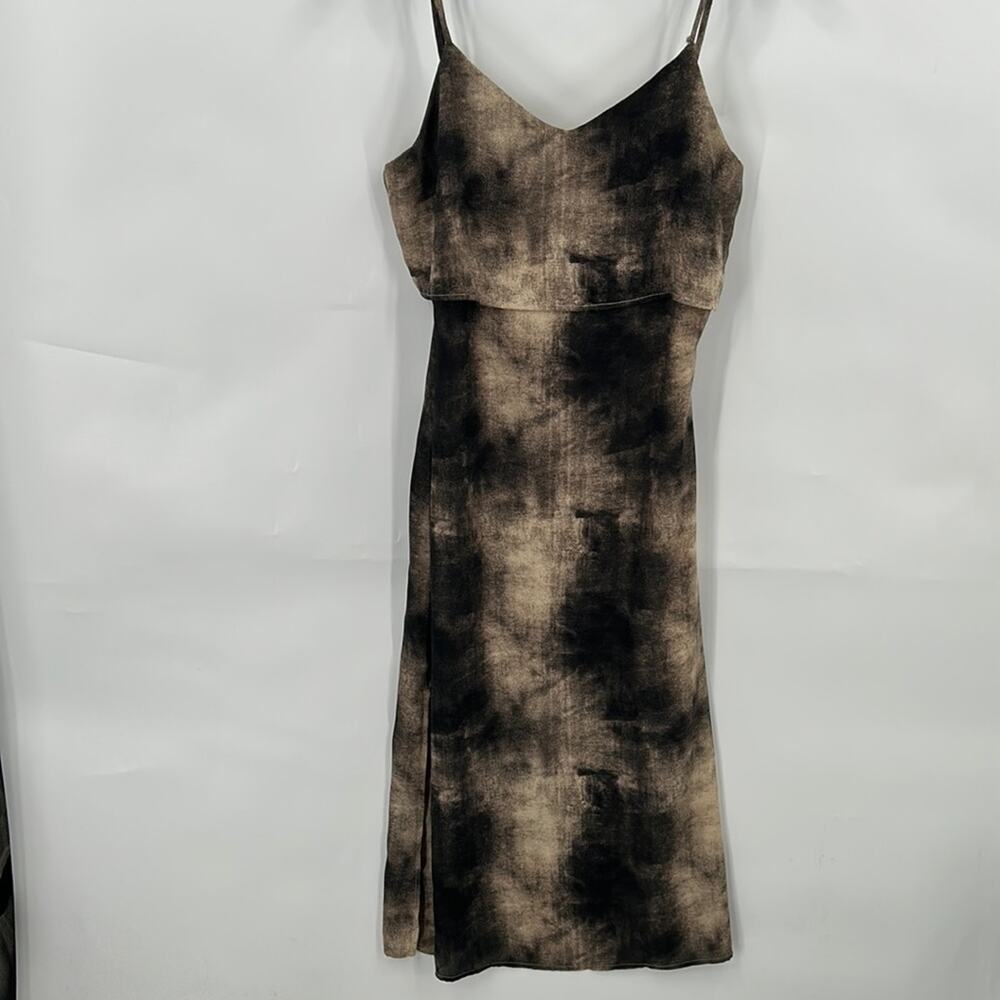 Painted Threads Women's Black & Beige Spaghetti Strap Midi Lined Dress Size Sm.